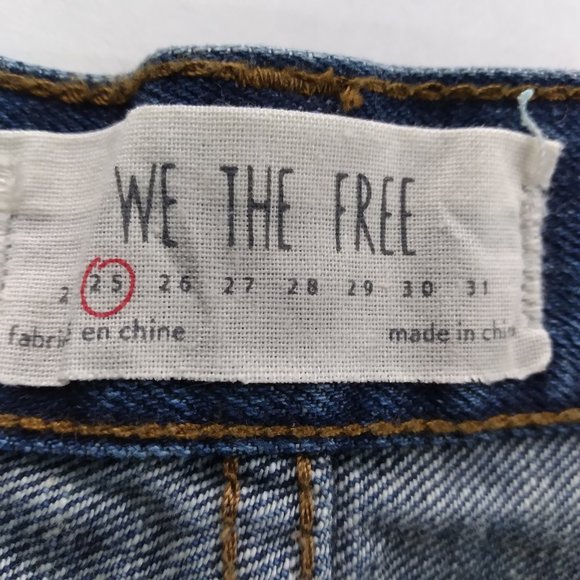 WE THE FREE Womens Denim Cutoff Shorts Size 25 Dark Wash Crochet Button Fly - Picture 6 of 7